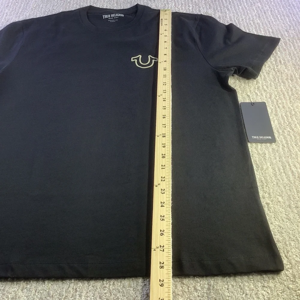 True Religion Mens‎ Relaxed Fit Overseam Puff Tee Shirt Black Size M NWT